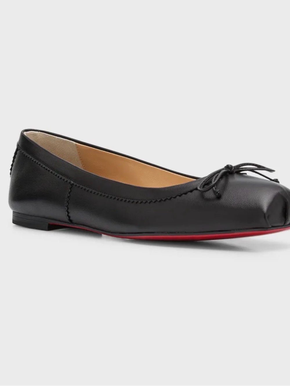 Black Leather Bow Ballet Flat — Women - Picture 3 of 4